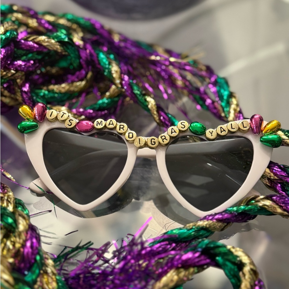 Mardi Gras Heart Sunglasses - Multicolor